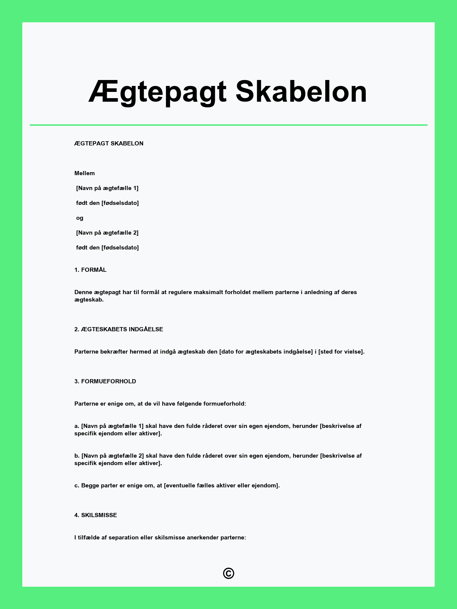 Ægtepagt Skabelon
