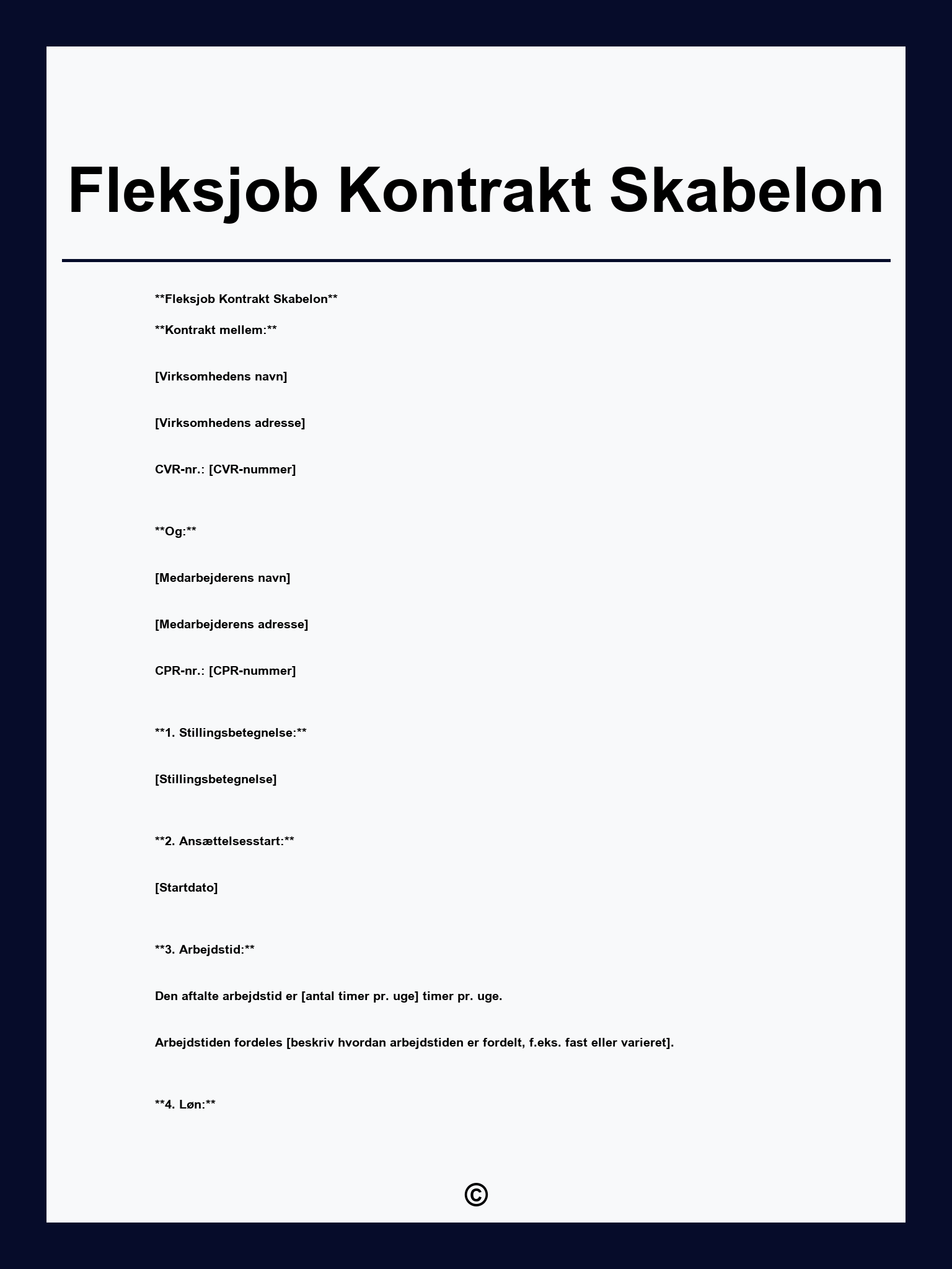 Fleksjob Kontrakt Skabelon