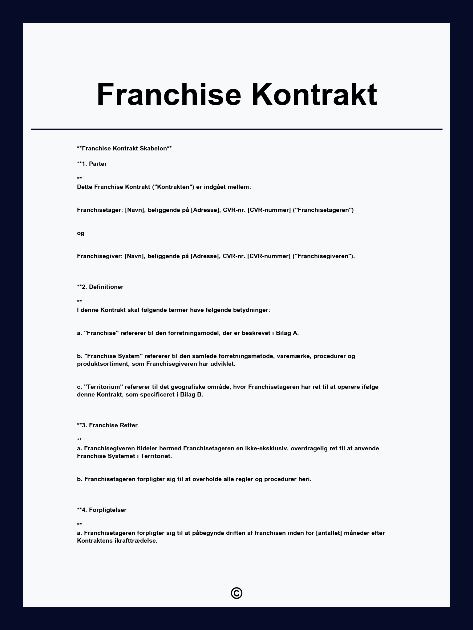 Franchise Kontrakt