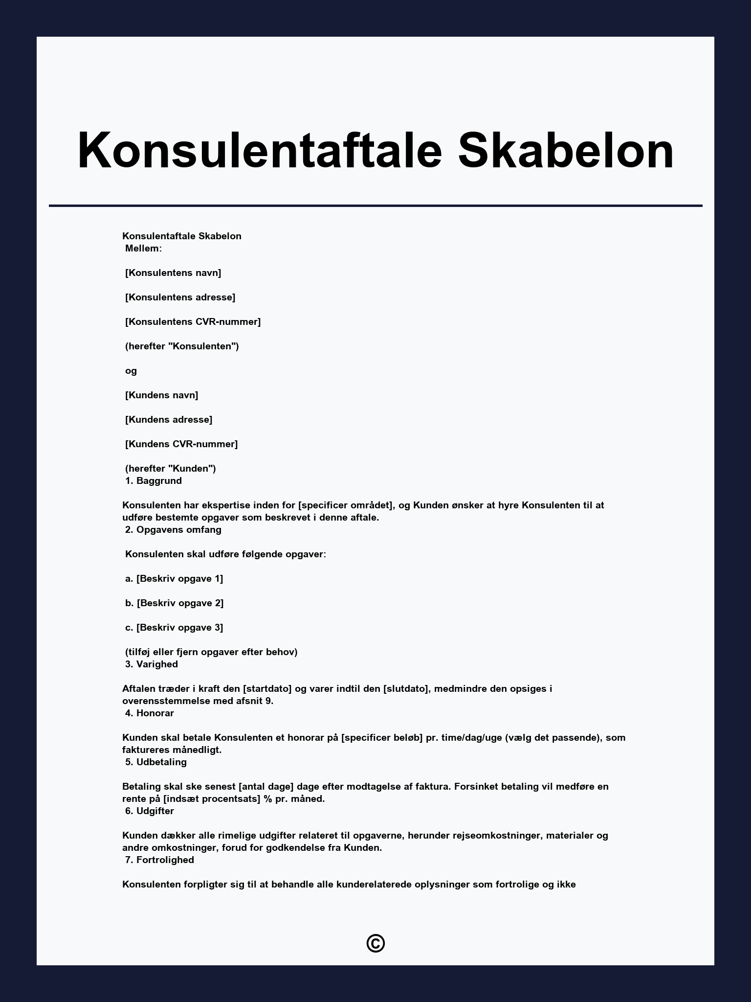 Konsulentaftale Skabelon
