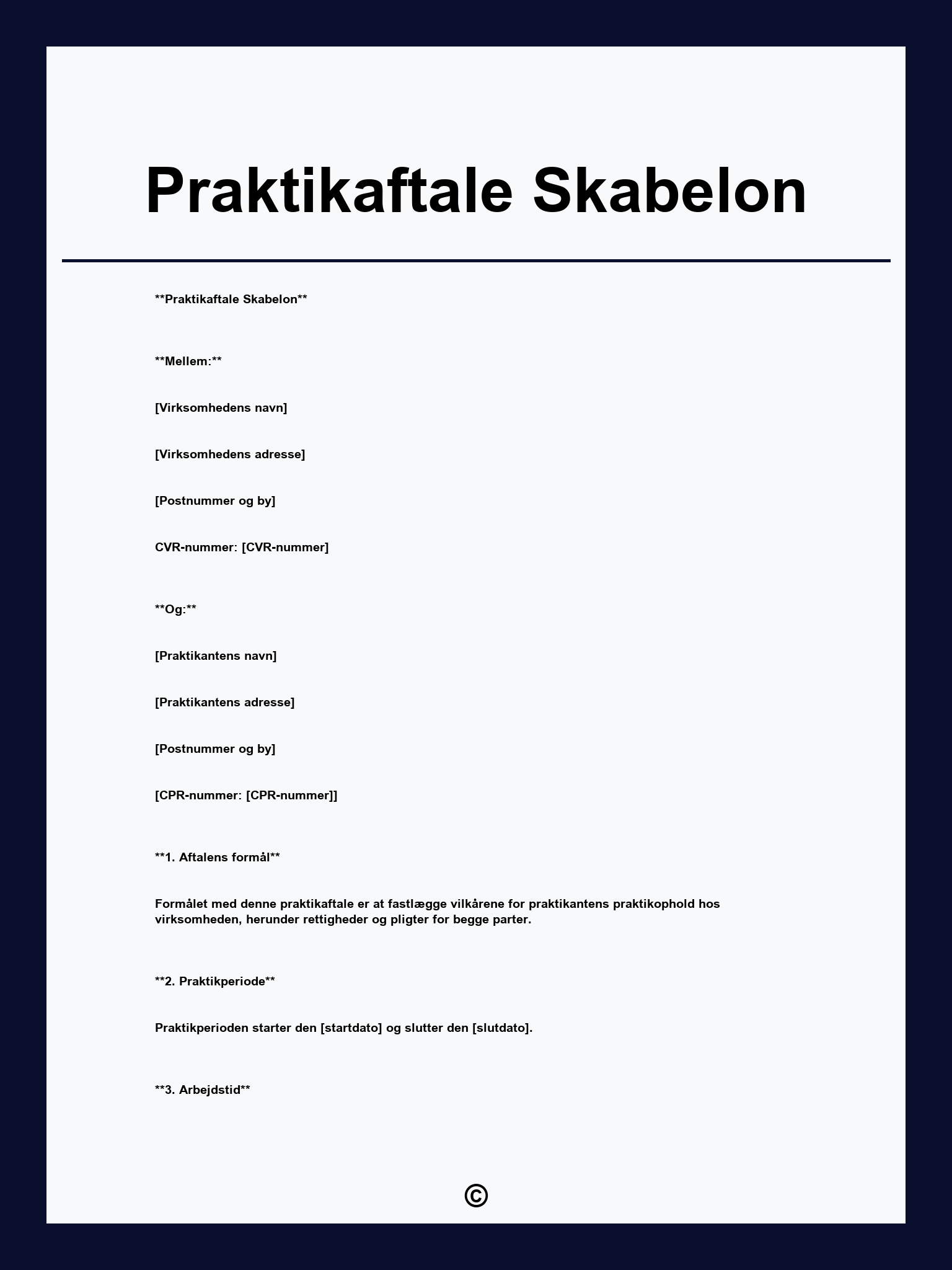 Praktikaftale Skabelon