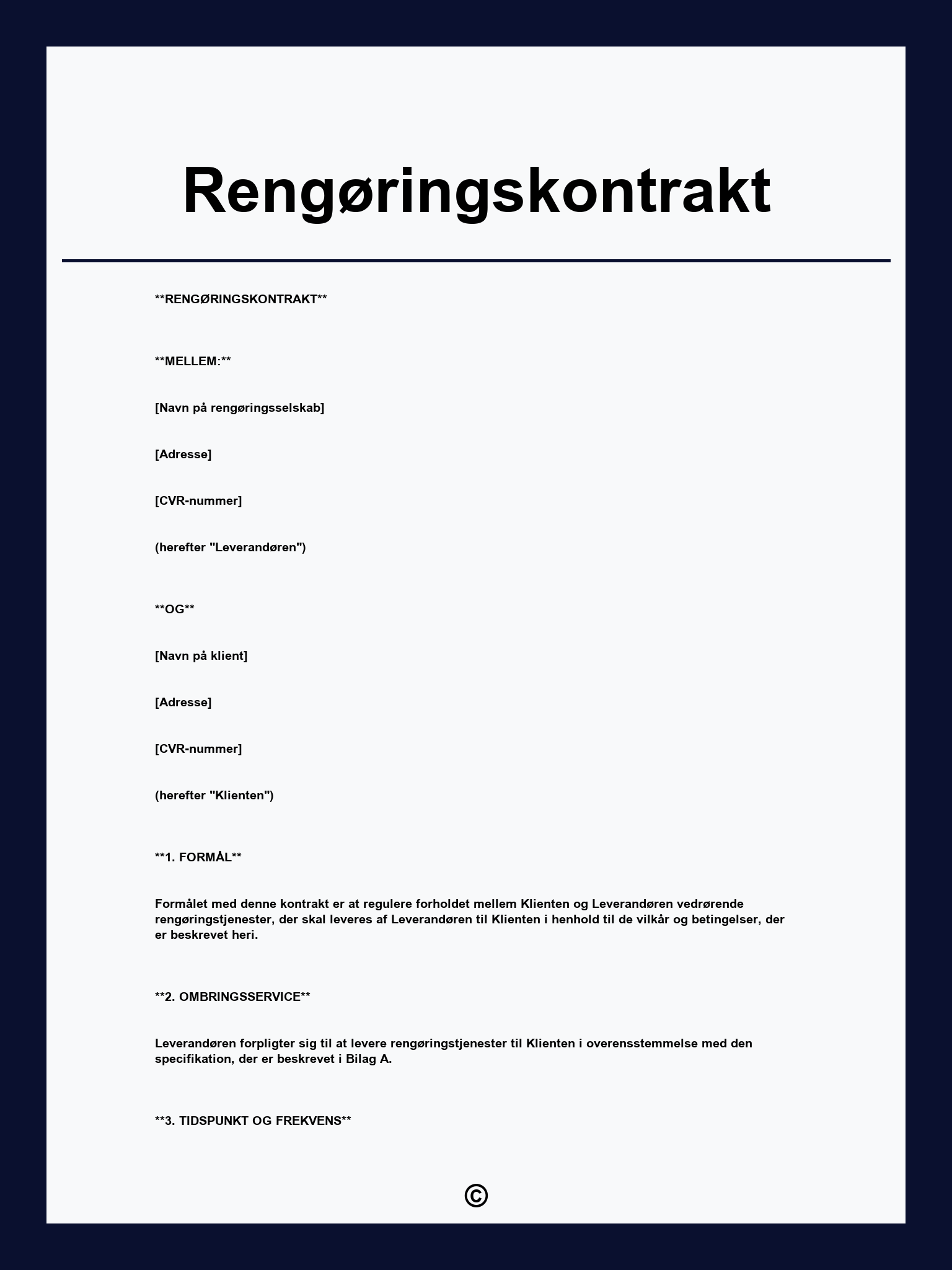 Rengøringskontrakt