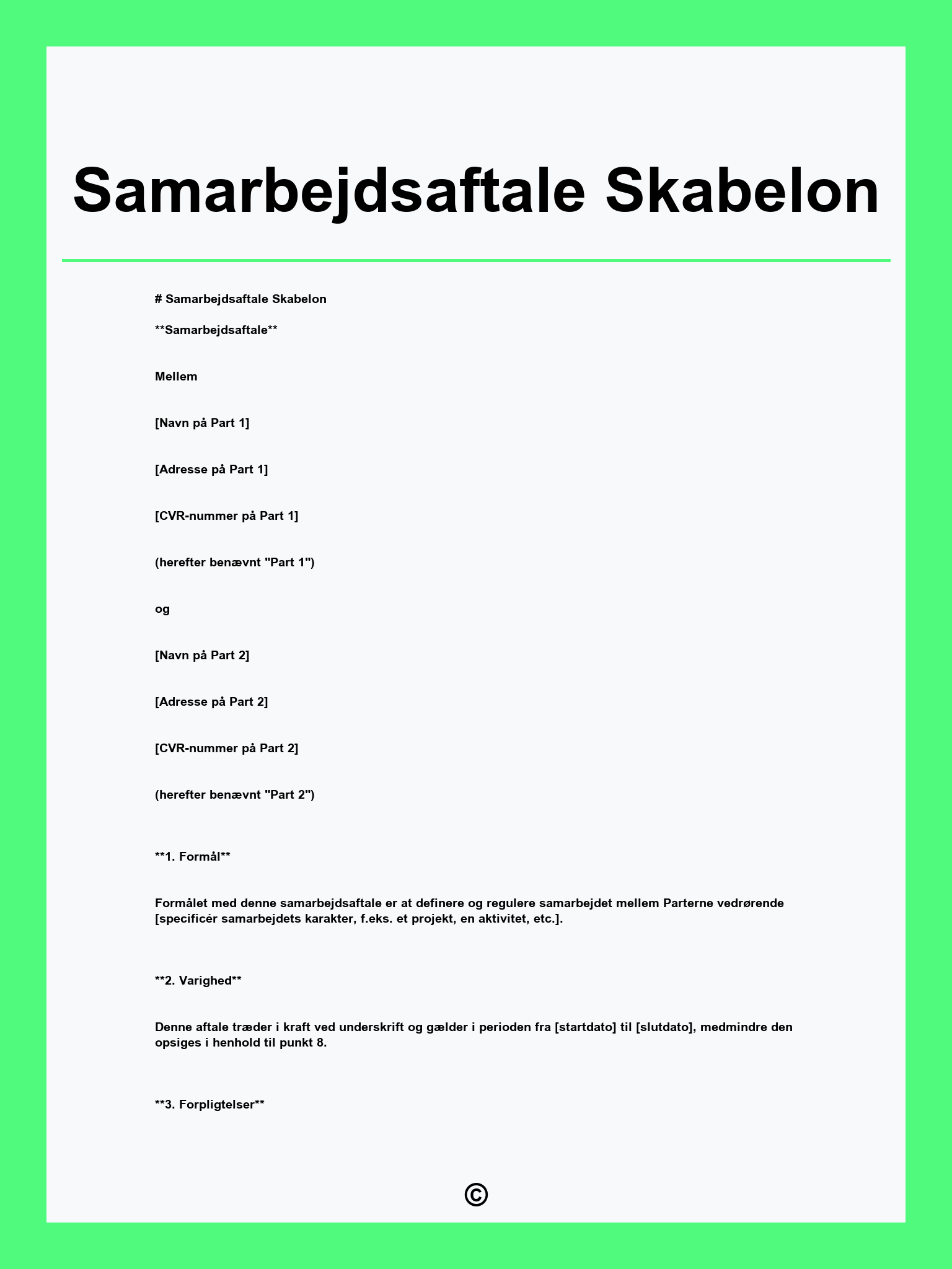 Samarbejdsaftale Skabelon